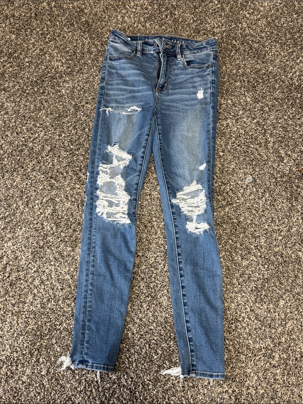 American Eagle Outfitters Medium Blue Ripped Skinny Jeans